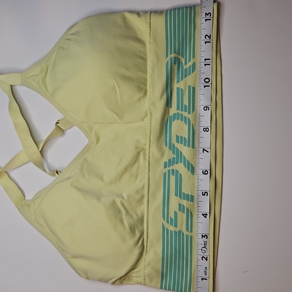 Spyder Green Stripe Lime Sports Bra LARGE w Padding Adjustable Racerback Straps - Picture 6 of 6